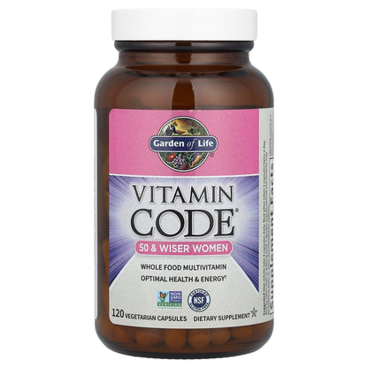 Garden of Life Vitamin Code Multivitamin for Women 50 & Over, B Vitamins, A, C, D3, E & K, CoQ10, Probiotics & Enzymes, for Women 50 Plus, 120 Capsules Garden of LifeBuy Supplements Australia