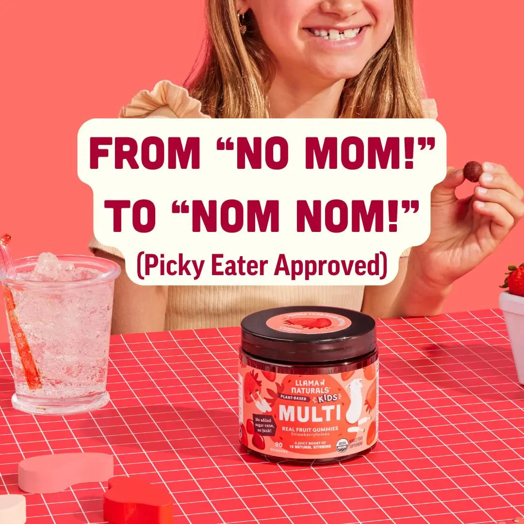 Llama Naturals Kids Multivitamin Gummies | Real Fruit, No Added Sugar Cane | Organic Vegan Toddler Whole Food Vitamins | Llama NaturalsBuy Supplements Australia