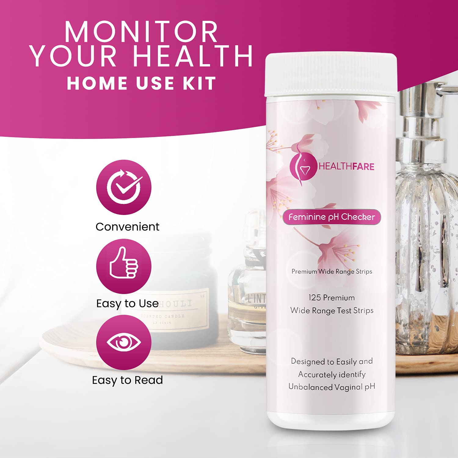 Healthfare Feminine pH Checker Test Strips to Monitor Intimate Health, Balance pH Level 3.0-5.5 HealthfareBuy Supplements Australia