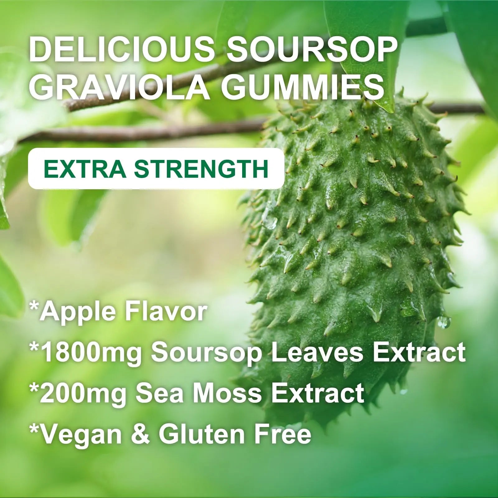 WOGORGT Soursop Graviola Gummies - Soursop Multivitamin Gummies with 200mg Sea Moss Extract for Antioxidant WOGORGT