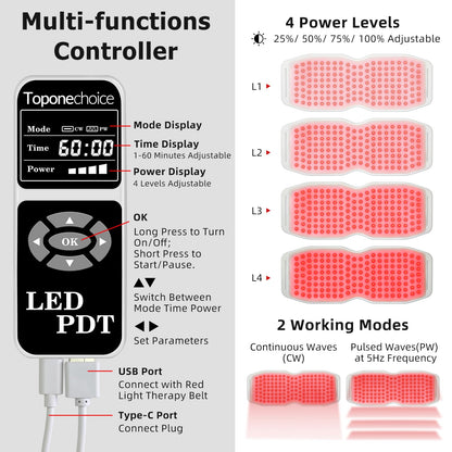 Toponechoice Red Light Therapy Belt, 450pcs 660nm 850nm 940nm, Infrared Light Therapy ToponechoiceBuy Supplements Australia