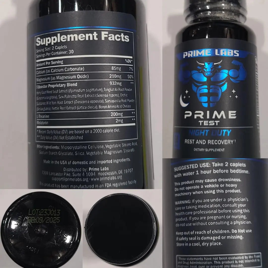 Prime Labs Night Duty - Nighttime Testosterone Booster & Sleep Support - PM Rest & Muscle Recovery Supplements - 60 Count Prime LabsBuy Supplements Australia