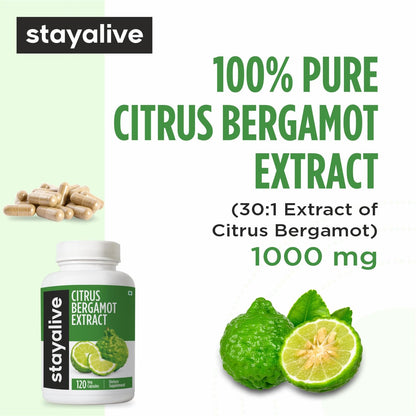STAY ALIVE Citrus Bergamot Capsules 1000mg, 30:1 Super Extract with 50% Polyphenolic Flavanones, 120 Pills, Citrus Bioflavonoids Supplements for Women & Men | Non-GMO, Gluten-Free STAY ALIVEBuy Supplements Australia