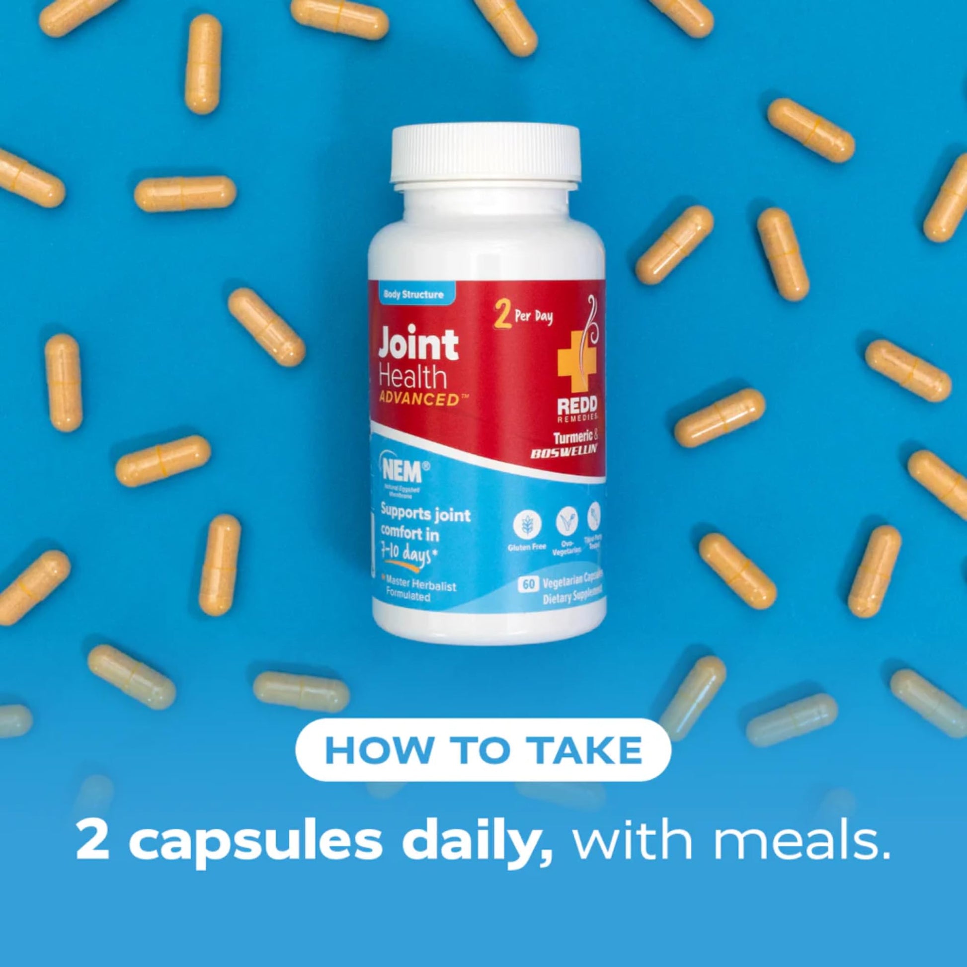 Redd Remedies, Joint Health Advanced, Helps Strengthen Connective Tissue and Cartilage, Fast-Acting Comfort with Boswellia Serrata and Turmeric, 120 Vegetarian Capsules Redd RemediesBuy Supplements Australia