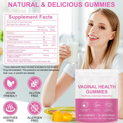 Vital Source Feminine Gummies - Feminine Balance Gummies for Women ph Natrual Famale Balance Cummie - Collagen Gummie - Pineapple PH Balance Gummie for Women Support Women’s Health - 60PCS TooffiBuy Supplements Australia