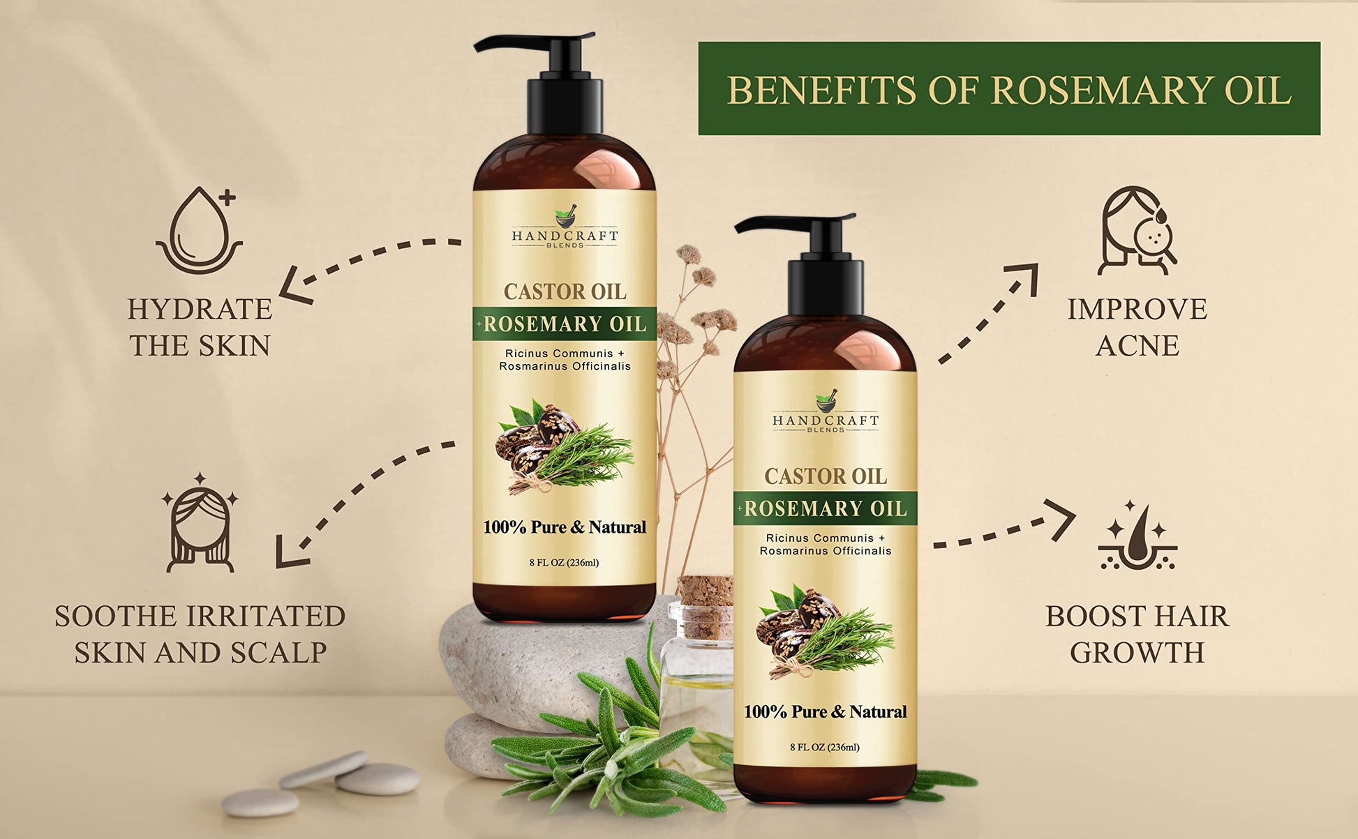 Handcraft Blends Castor Oil with Rosemary Oil for Hair Growth, Eyelashes, Eyebrows Handcraft BlendsBuy Supplements Australia