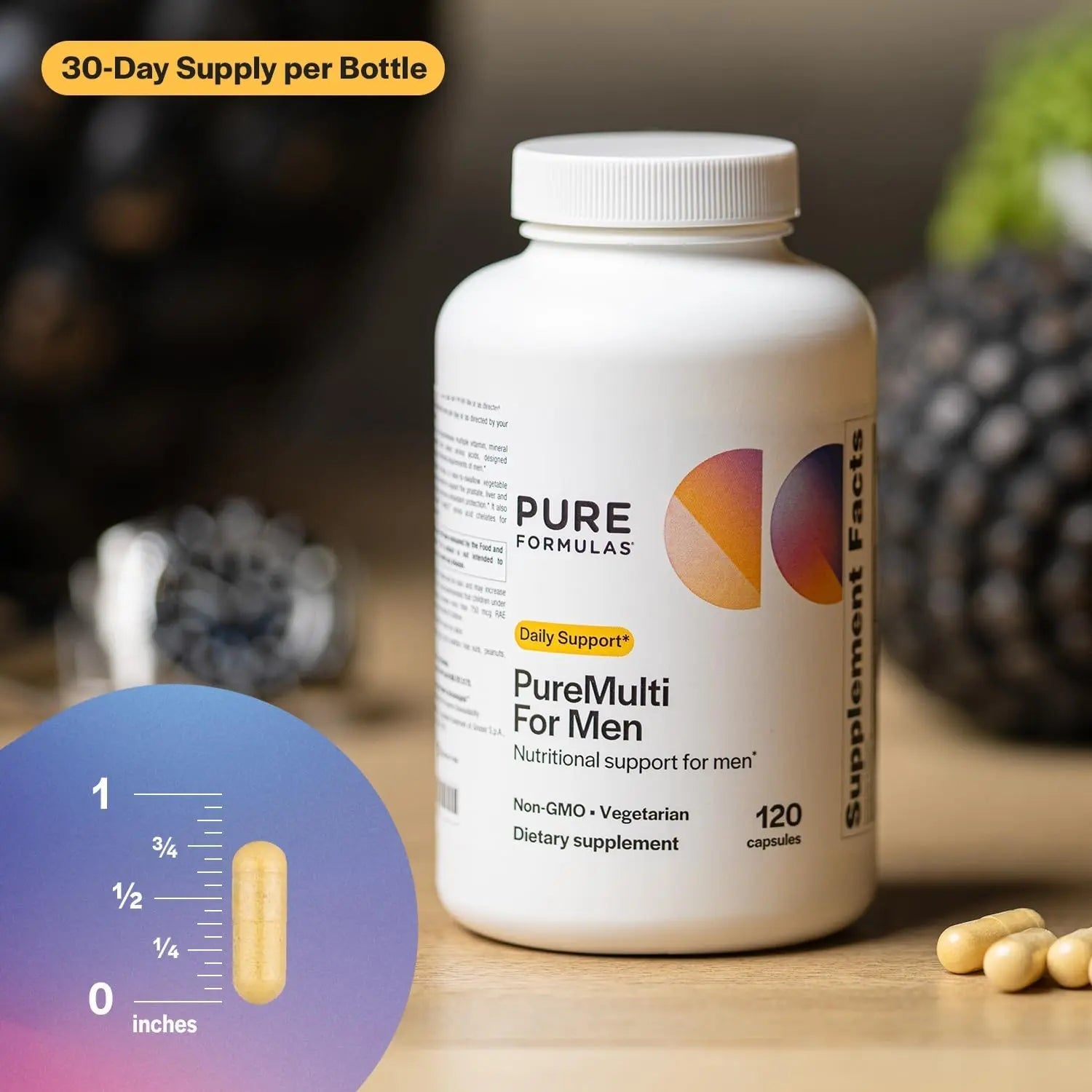 PureFormulas PureMulti for Men - Daily Comprehensive Multivitamin for Men's Health, Vitality, Energy, Focus, & Performance. Mens Vitamins A, C, D, E, & B12 PureFormulas