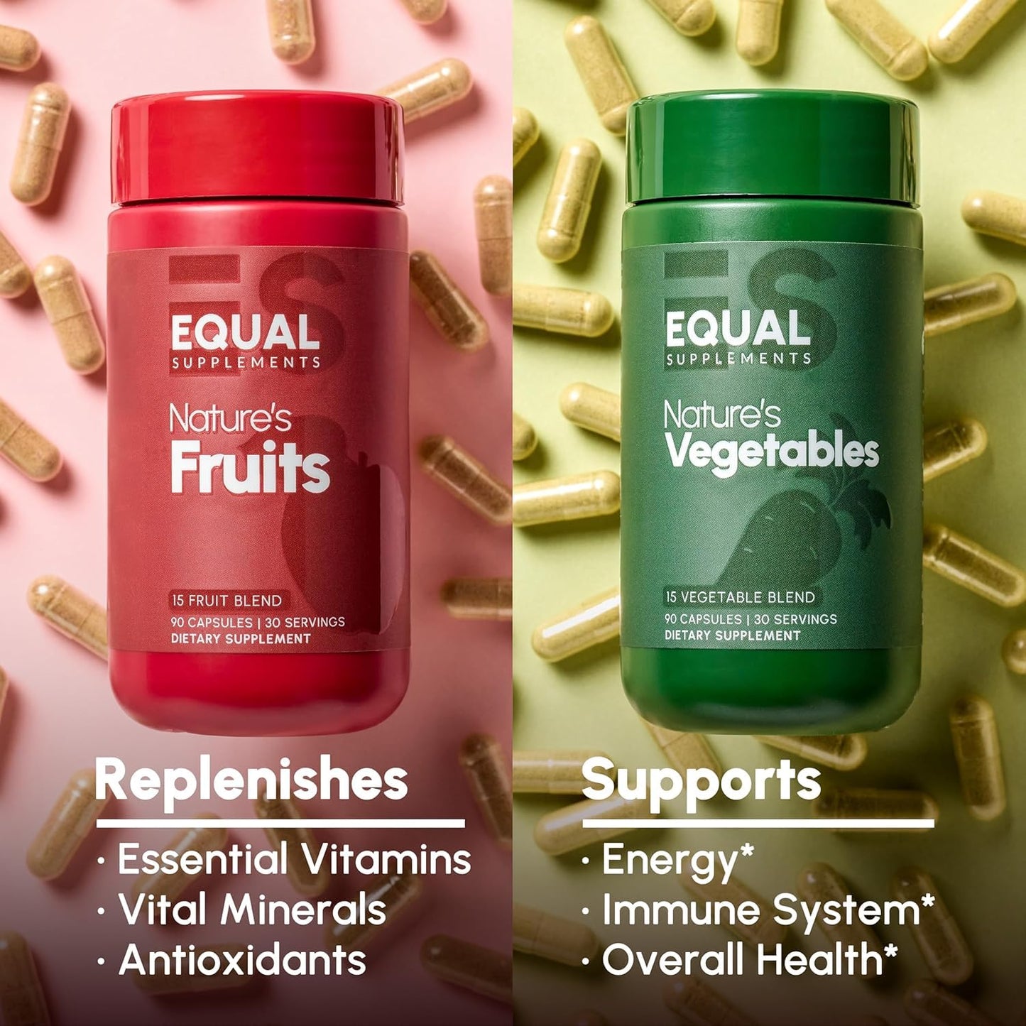 Equal Supplements Fruits and Vegetables Capsules | 2 Month Supply | GMP Certified-Manufactured in US | Fruit and Veggies Supplement for Balance | of Nature, Fruit and Vegetable Capsule for Adults Equal SupplementsBuy Supplements Australia