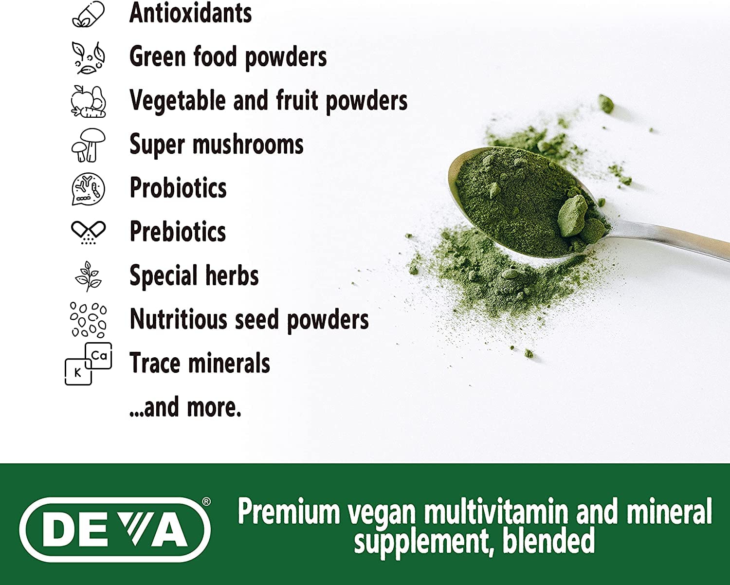 DEVA Tuba Prime Vegan Multivitamin Iron-Free High-Potency Vitamin & Mineral Dietary Supplement Antioxidants, Fruit & Veg Blend, Super Mushrooms, Probiotics, Prebiotics, Seeds, Herbs 90 Tabs 2-Pack DEVABuy Supplements Australia