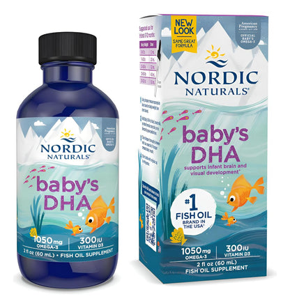 Nordic Naturals Baby’s DHA, Unflavored - 2 oz - 1050 mg Omega-3 + 300 IU Vitamin D3 - Supports Brain, Vision & Nervous System Development in Babies - Non-GMO - Servings May Vary Nordic NaturalsBuy Supplements Australia