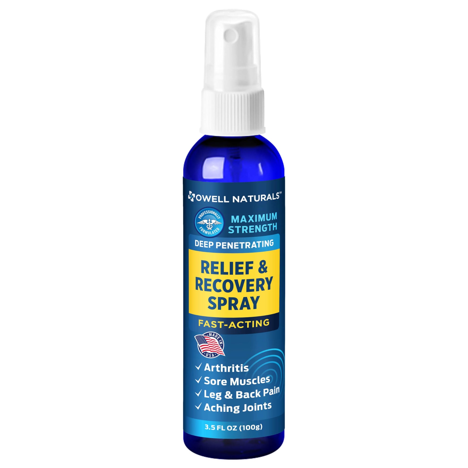 OWELL NATURALS Deep Penetrating Pain Relief Liquid Spray, Fast-Acting, Long Lasting, Natural Relief for Muscle Aches, Joint Pain, Stiffness, Quick Dry Formula, 3.5 oz Owell NaturalsBuy Supplements Australia