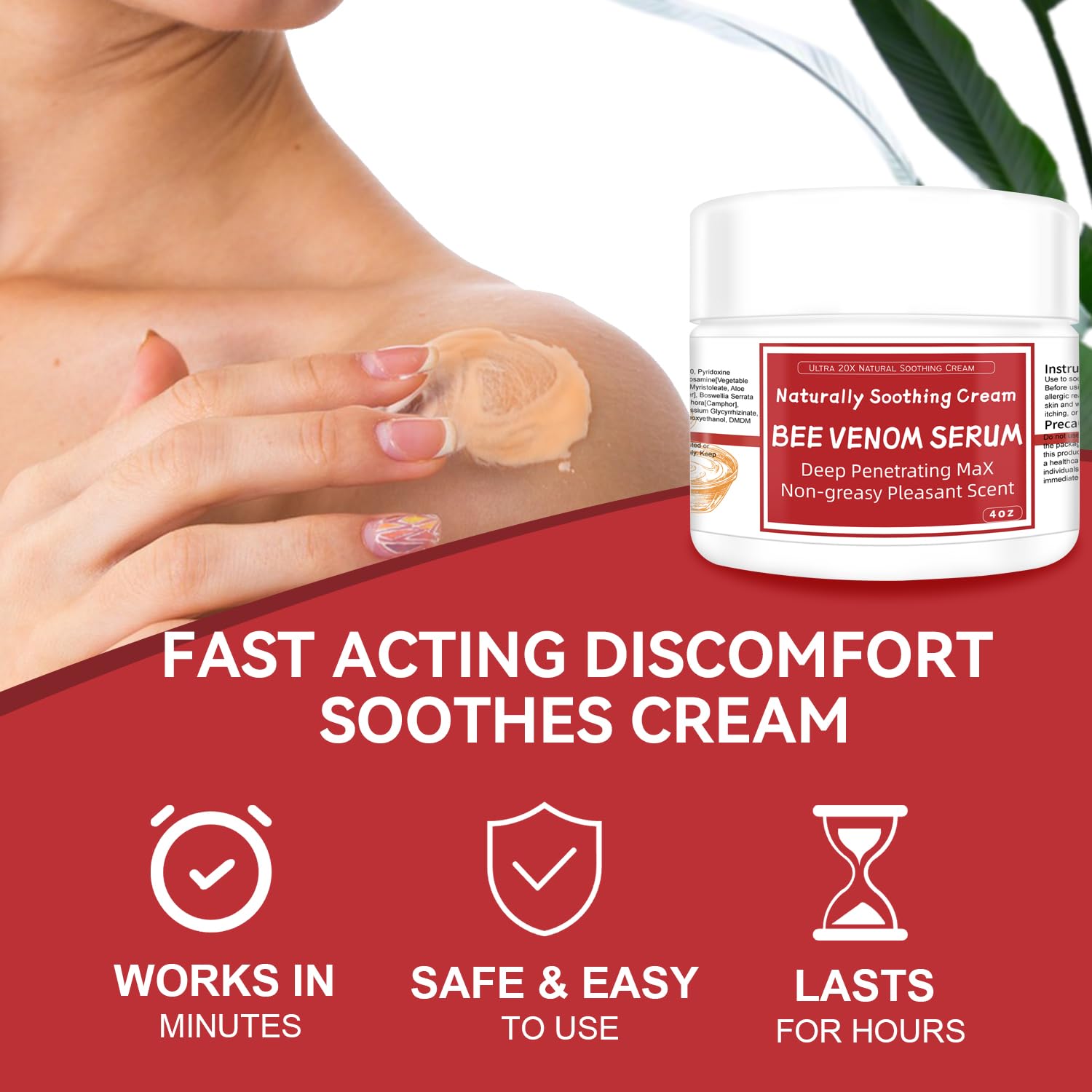 AEROMAXX Bee Venom Muscle & Joint Cream, 10X Ultra Strength Care Ointment, Natural Organic Formula, for Shoulder, Back, Neck, Hands, Knuckles, Elbows, Feet, Leg, Knees, Ankle, Adults, Seniors AEROMAXXBuy Supplements Australia