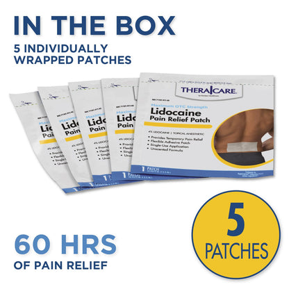 Thera|Care Pain Relief Patch | 4% Lidocaine Patch | 3.9” x 5.5” | 5-Count Box Thera CareBuy Supplements Australia