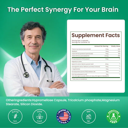 PhosphatidylSerine Memory & Focus Supplement with DHA, Spearmint, Magnesium & Ashwagandha – Brain Clarity, Stress Relief & Cognitive Support – Gluten-Free Vegan, 60 Capsules LIFEFRIENDBuy Supplements Australia