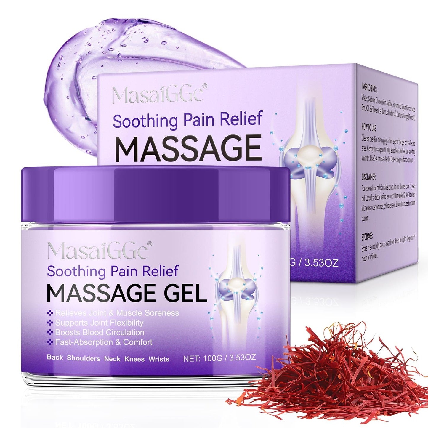 Soothing Massage Gel - Joint Massage Purple Gel, Natural Ingredients & Fast-Absorbing for Soothing Joint, Shoulder, Knee, Back & Muscle Stiffness GTZSXNPBuy Supplements Australia
