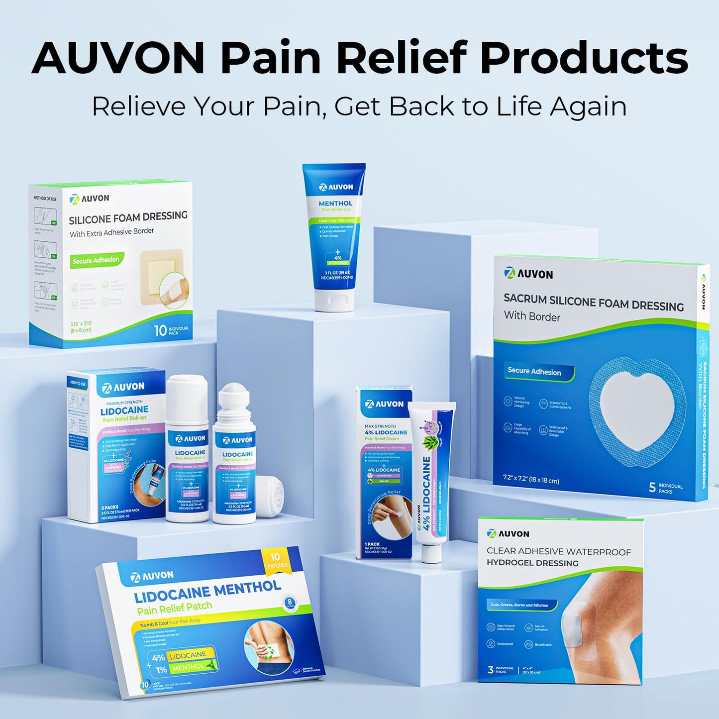 AUVON Max Strength Lidocaine Pain Relief Roll-On with Lavender Essential Oil, No Mess Applicator, Quick Absorbing to Numb & Soothe Pain Relief for Knees, Shoulders, 2.5 Oz, 2 Packs AUVONBuy Supplements Australia