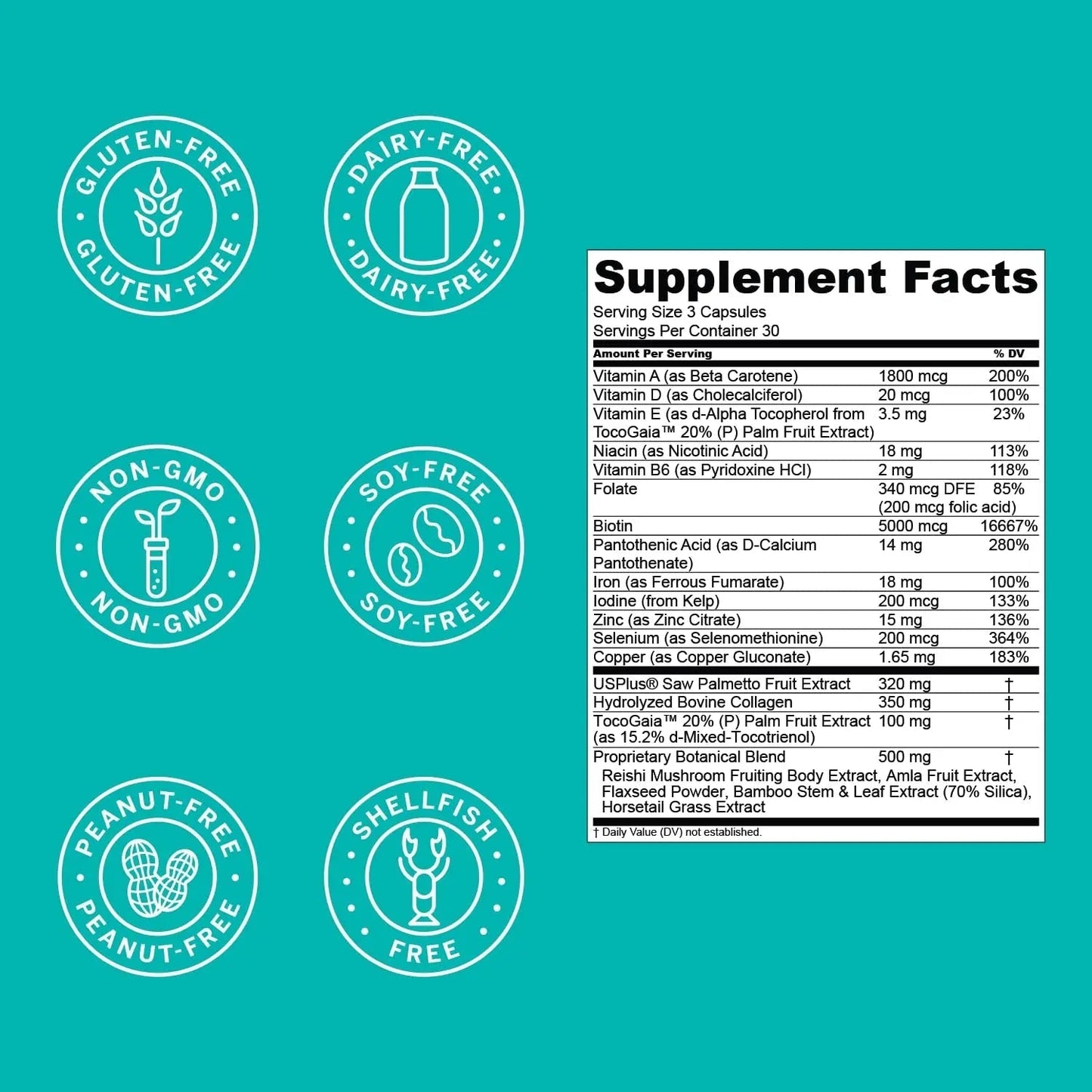 Hair La Vie Live Conscious Clinical Formula Hair Growth Vitamins for Women and Men w/Biotin, Collagen & Saw Palmetto (Pack of 1) Hair La VieBuy Supplements Australia