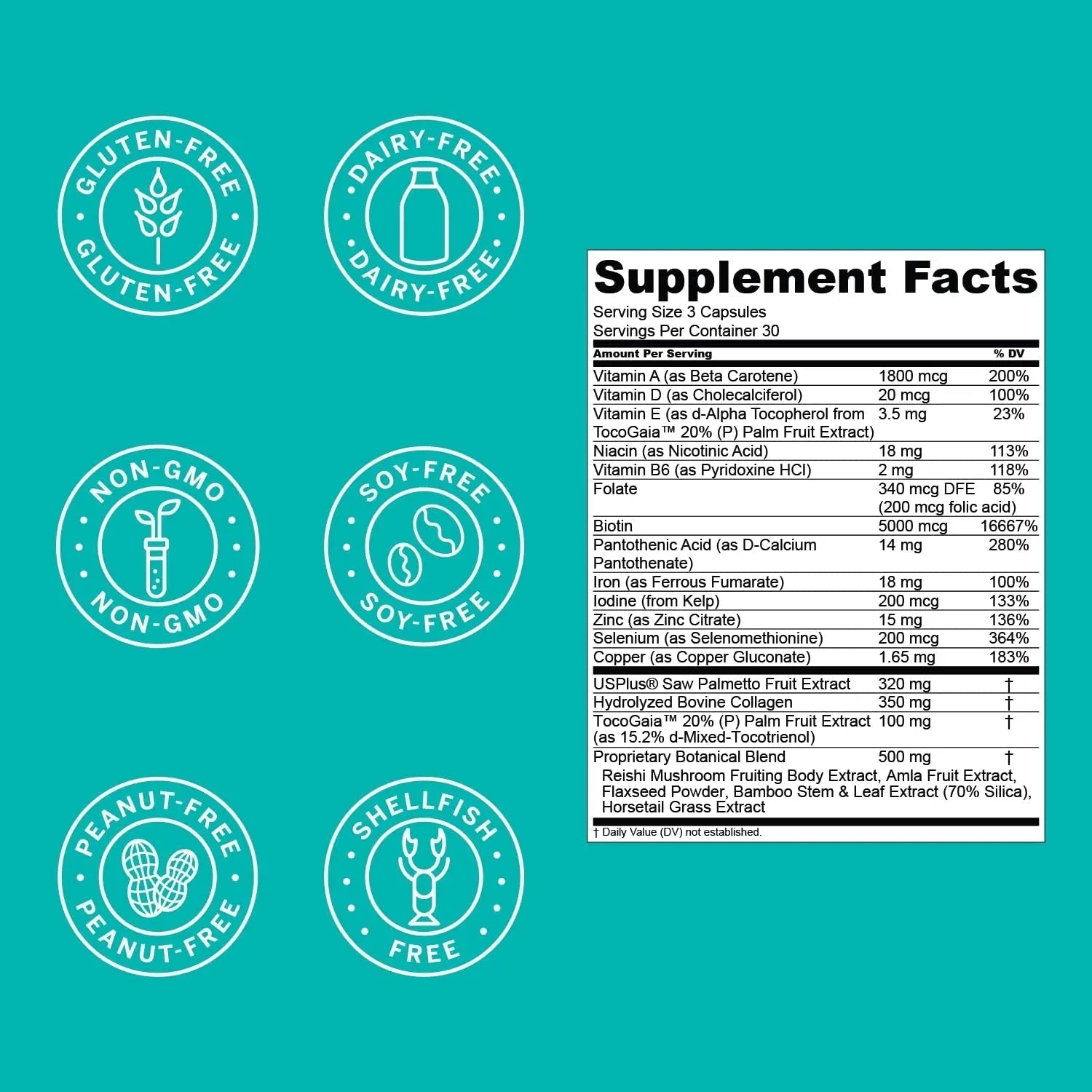 Hair La Vie Live Conscious Clinical Formula Hair Growth Vitamins for Women and Men w/Biotin, Collagen & Saw Palmetto (Pack of 1) Hair La VieBuy Supplements Australia