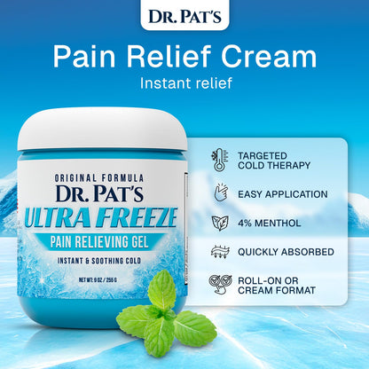 Ultra Freeze Dr Pat's Pain Relief Cream (9oz) - Muscle Rub Gel for Arthritis, Neuropathy, Foot & Joint - Cooling Sports Massage for Back, Shoulder & Knee - Menthol Analgesic for Neck & Body Ultra FreezeBuy Supplements Australia
