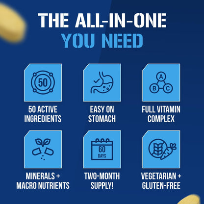 EVL Advanced Daily Multivitamin - Men's Multivitamin with Essential Minerals Phytonutrient Complex and VitaMode Active Mens Vitamins for Energy