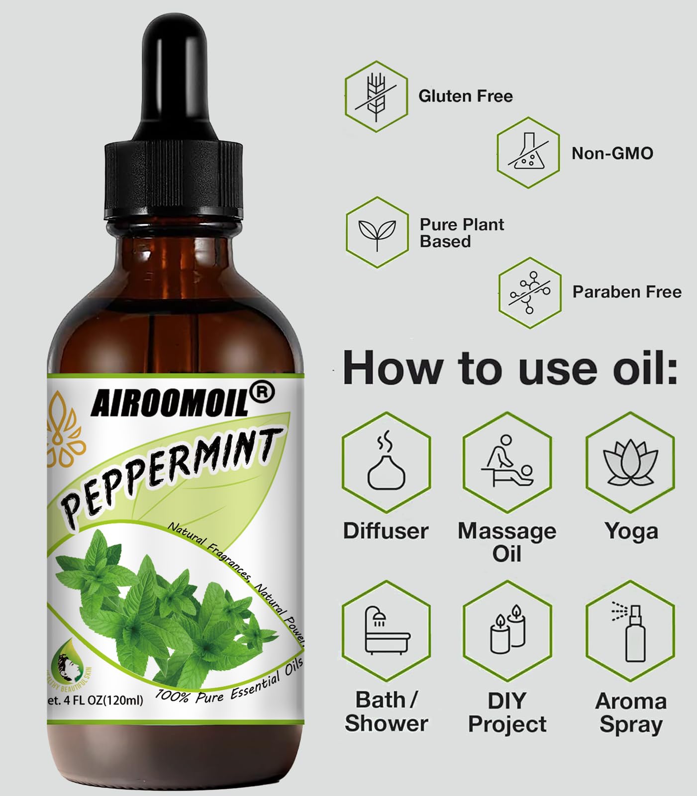 airoomoil Invigorating Peppermint Essential Oil for Showers Skin Use Shampoo Soap Ideal airoomoilBuy Supplements Australia