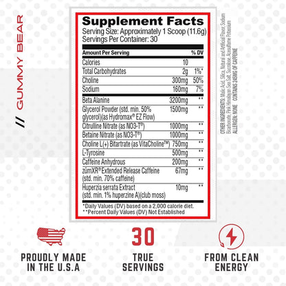 Purus Labs NOXYGEN PREWORKOUT Powder, 30 Servings (Gummy Bear)