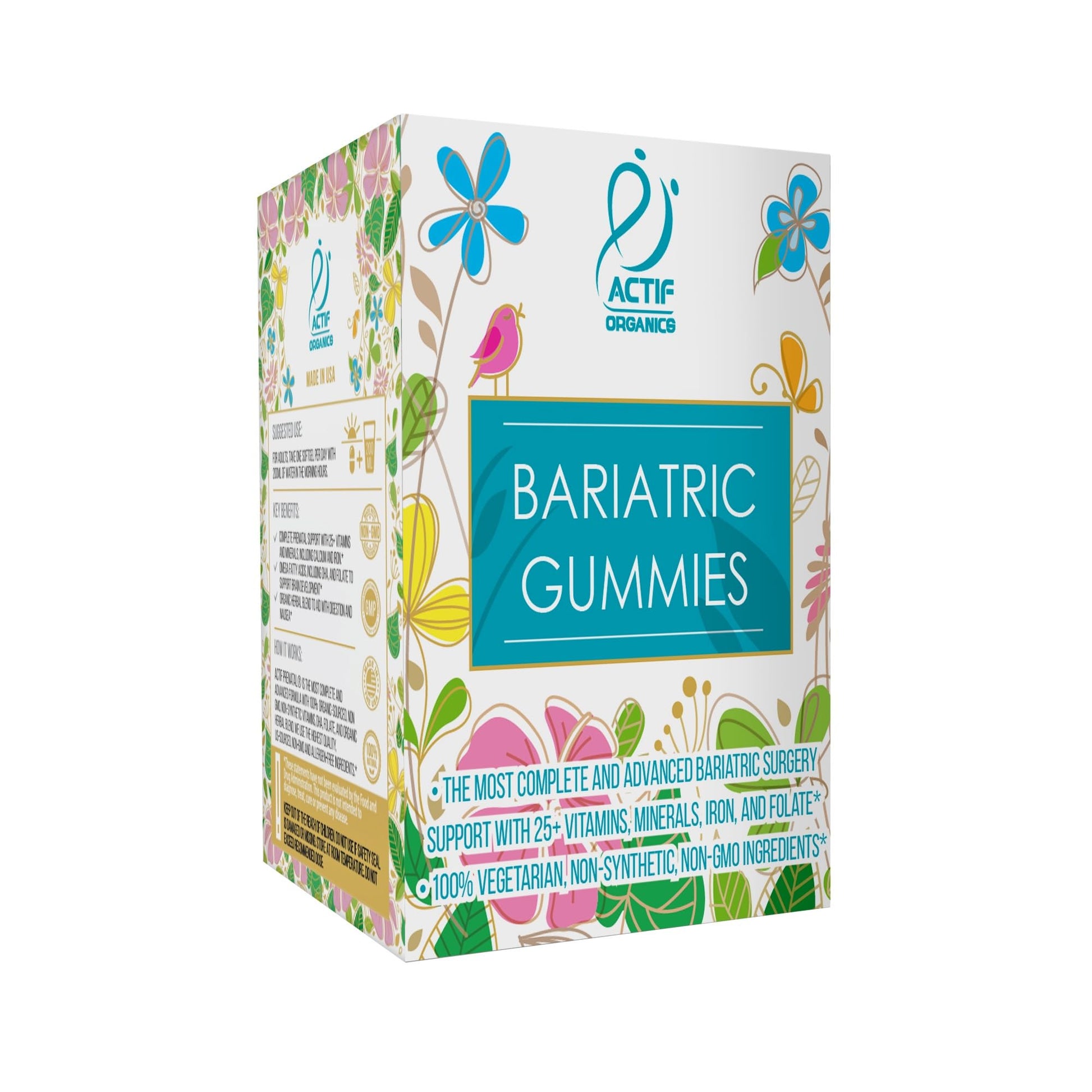ACTIF Organic Bariatric Gummies with 25+ Organic Vitamins and Minerals for Bariatric Surgery Gastric Bypass Surgery, Advanced Formula - 90 Count ACTIFBuy Supplements Australia