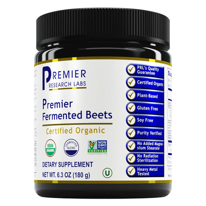 Premier Research Labs Premier Fermented Beets - Beet Root Powder Fermented, Organic Fermented Beets for Men & Women, Beetroot, Nitrates, Blood Pressure Support, USDA Organic - 6.3 Oz Jar Premier Research LabsBuy Supplements Australia