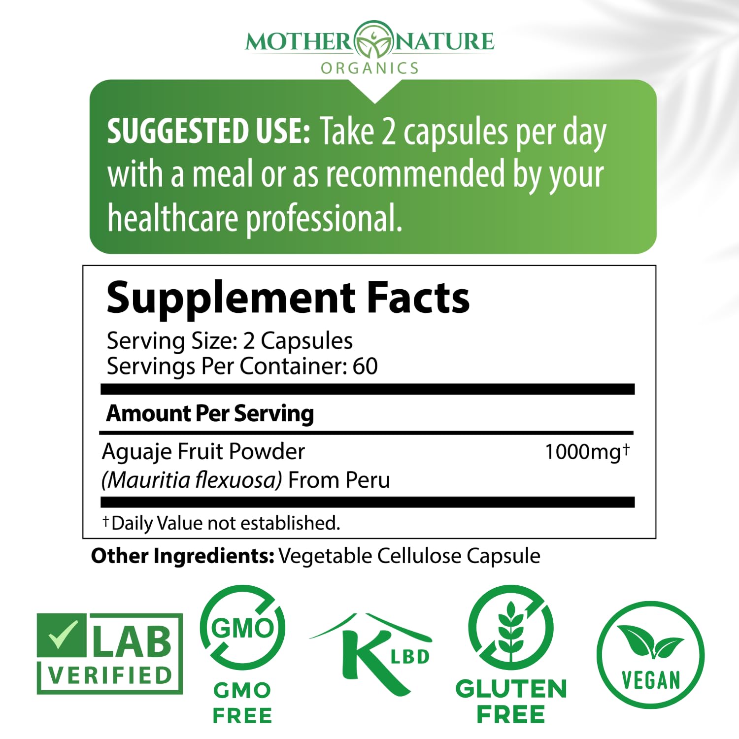 Mother Nature Aguaje Curves Capsules for Women, 1000mg (120ct), Natural & Sustainably Sourced Aguaje Fruit from Peru for Female Health, Hormone Balance, Curve Enhancer, Vegan, Non-GMO & Gluten-Free Mother Nature Organics Superfoods for Organic LivingBuy Supplements Australia