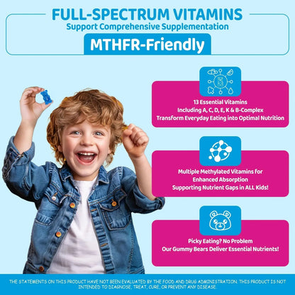 Kids Methylated Multivitamin - MTHFR Multivitamin for Kids & Teens 4+, L Methylfolate & B12, 13 Vitamins, Vegan Omega-3 NATISLANDBuy Supplements Australia