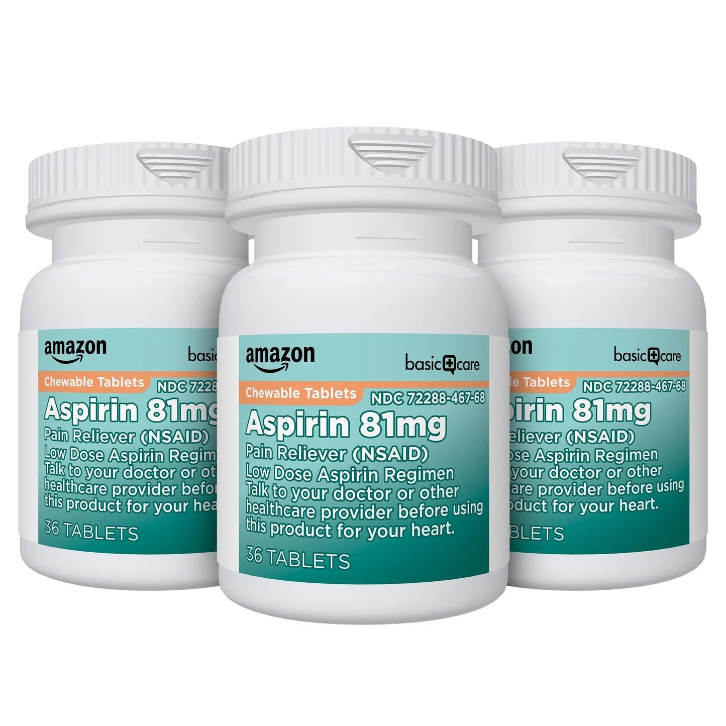 Amazon Basic Care Aspirin 81 mg Pain Reliever (NSAID) Chewable Tablets, Low Dose , Orange Flavor, 36 Count (Pack of 3) Amazon Basic CareBuy Supplements Australia