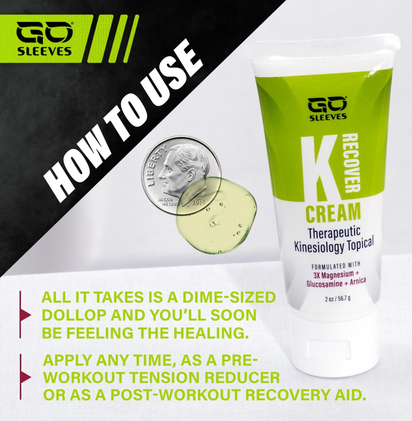 Go Sleeves Sports Recovery Cream - Concentrated Muscle and Joint Recovery Lotion – Magnesium Chloride Cream with Arnica for Muscle Pain and Stiffness from Running, Exercise, Backache – 2 Ounces GO SLEEVESBuy Supplements Australia