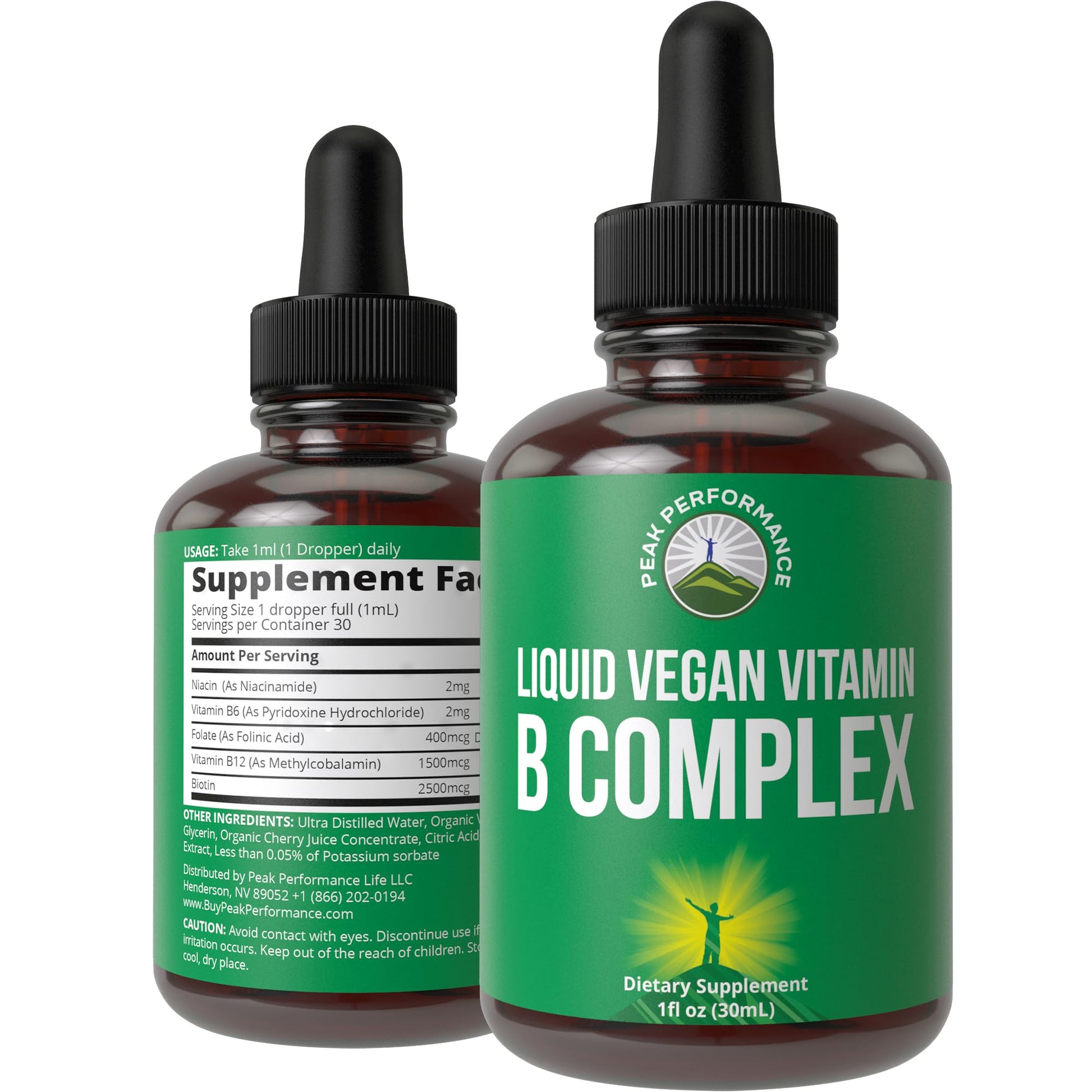 B Complex Liquid Drops Vegan Supplement. Best 5 B Vitamins with B3 Niacin, B6, B7 Biotin, B9 Folate, Methylcobalamin B12. B-Complex for Hair, Skin Nails, Energy. for Adults, Men, Women Peak PerformanceBuy Supplements Australia
