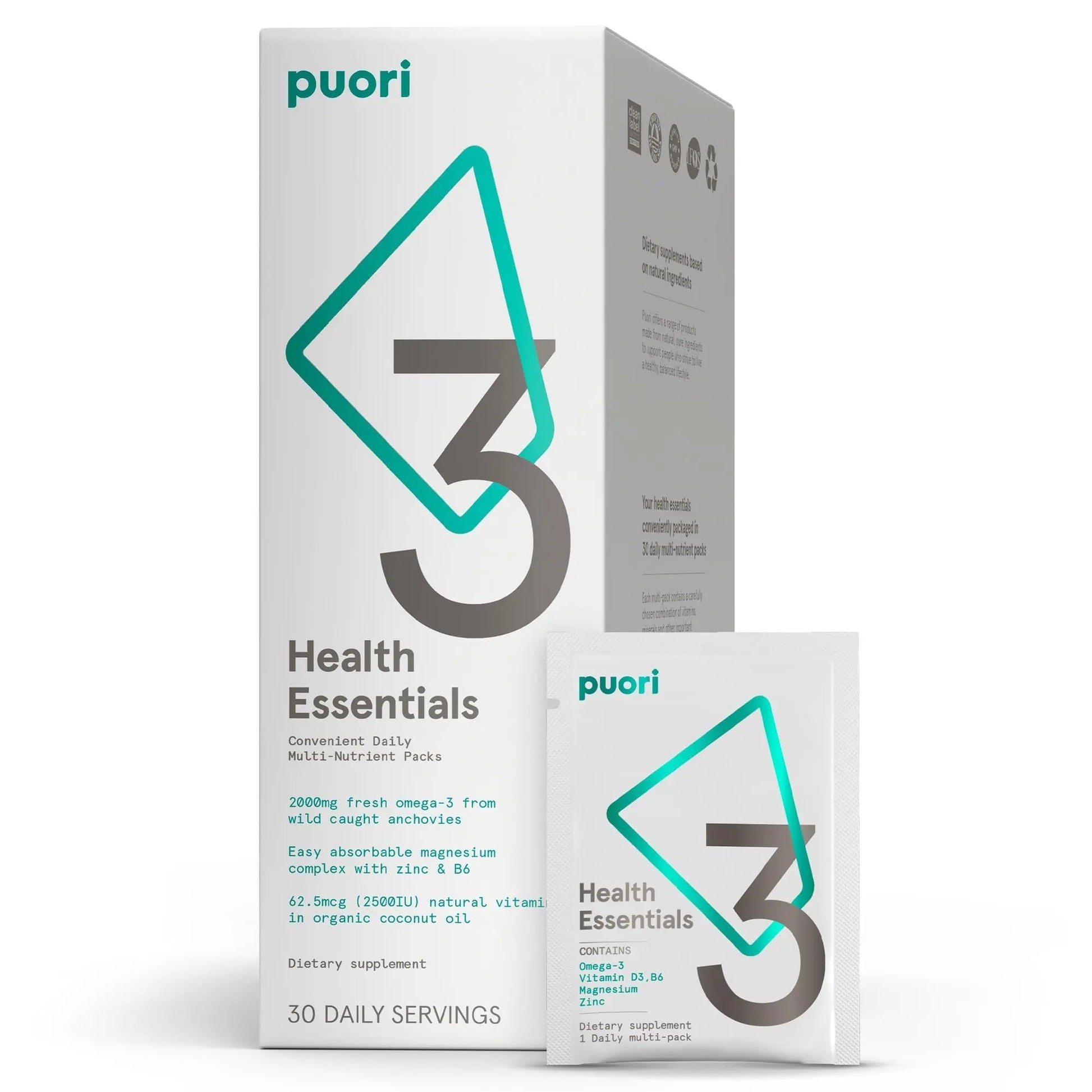 Puori P3 Health Essentials with Magnesium Zinc Complex, Omega 3 Fish Oil & Vitamin D3 Supplements - Men & Womens Daily Multi PuoriBuy Supplements Australia