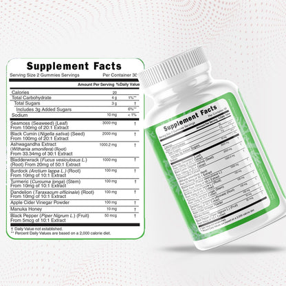 Longevity Nutritional Sea Moss, Thyroid Energy Vitamins Mineral Burdock Manuka Honey Dandelion Apple Cider Bladderwrack Ashwagandha Extract Turmeric Antioxidant Boost Immune Superfood Gummies Longevity NutritionalBuy Supplements Australia