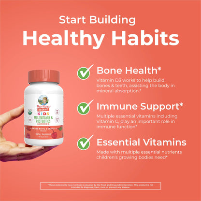 Kids Vitamins by MaryRuth's | USDA Organic | Multivitamin Gummies + Postbiotics for Ages 4+ | Multivitamin for Kids with Lactobacillus Rhamnosus | MaryRuth OrganicsBuy Supplements Australia