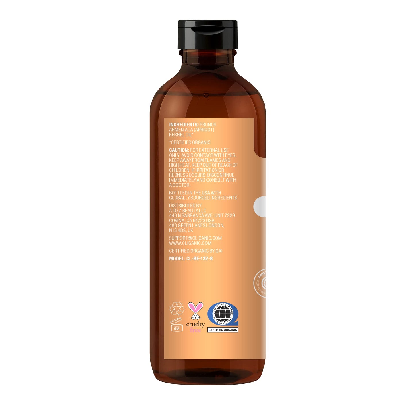 Cliganic Organic Apricot Oil, 100% Pure (8oz) - For Skin, Hair & Face | Natural Cold Pressed Unrefined CliganicBuy Supplements Australia