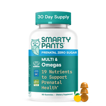 SmartyPants Zero Sugar Prenatal Multivitamin Gummies: Choline, Methylfolate, Omega 3 (ALA), Vitamin D3, C, Vitamin B12, B6, A, K, Zinc, Biotin SmartyPants