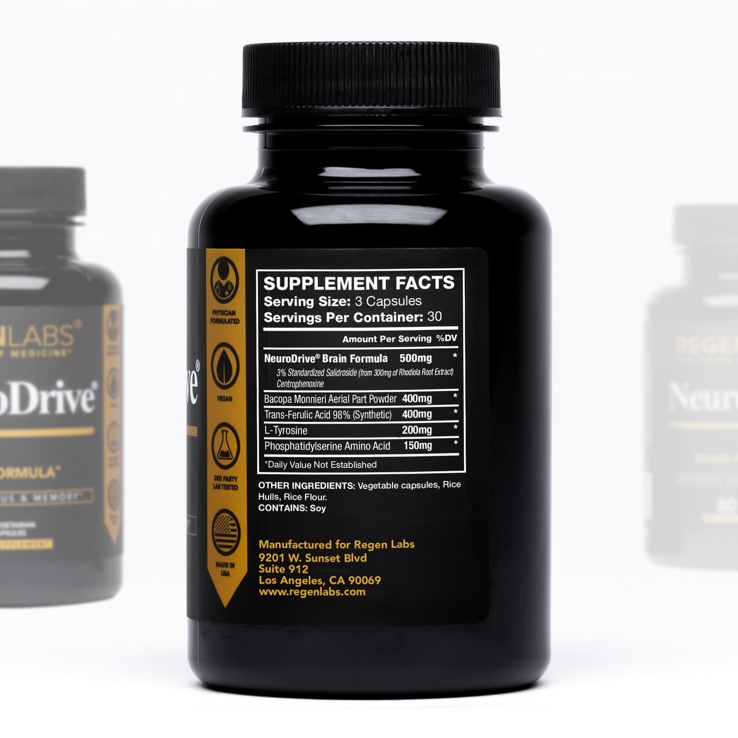 Regen Labs NeuroDrive Memory & Focus Supplement - Boost Brain Focus, Mental Health & Brain Fog | Natural Doctor Approved - Brain Nootropic, Phosphatidylserine, Centrophenoxine, Bacopa - 90 Capsules Regen LabsBuy Supplements Australia