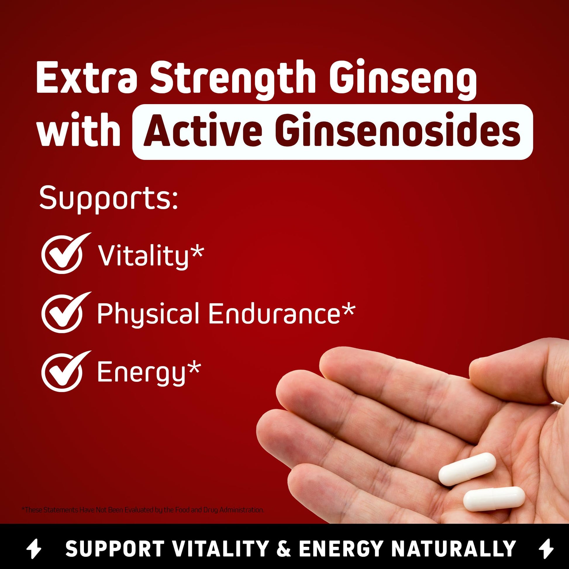 Herbtonics Korean Red Panax Ginseng 1500mg - Energy Supplement for Peak Performance, Focus & Vitality - High Potency Ginseng Root Extract - 120 Vegan Capsules HerbtonicsBuy Supplements Australia