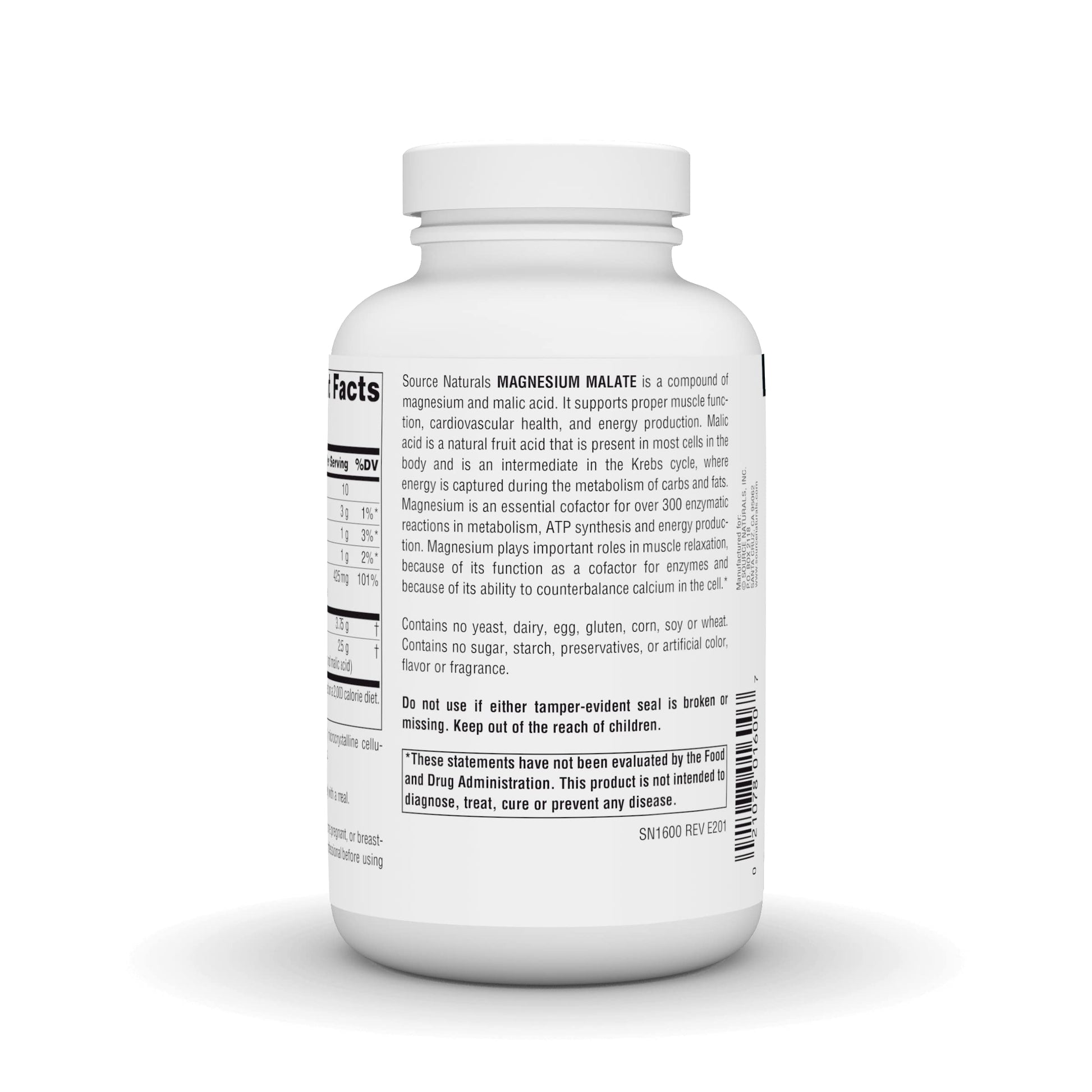 Source Naturals Magnesium Malate, Magnesium Malic Acid Supplement, Non GMO, 3750 MG Source NaturalsBuy Supplements Australia