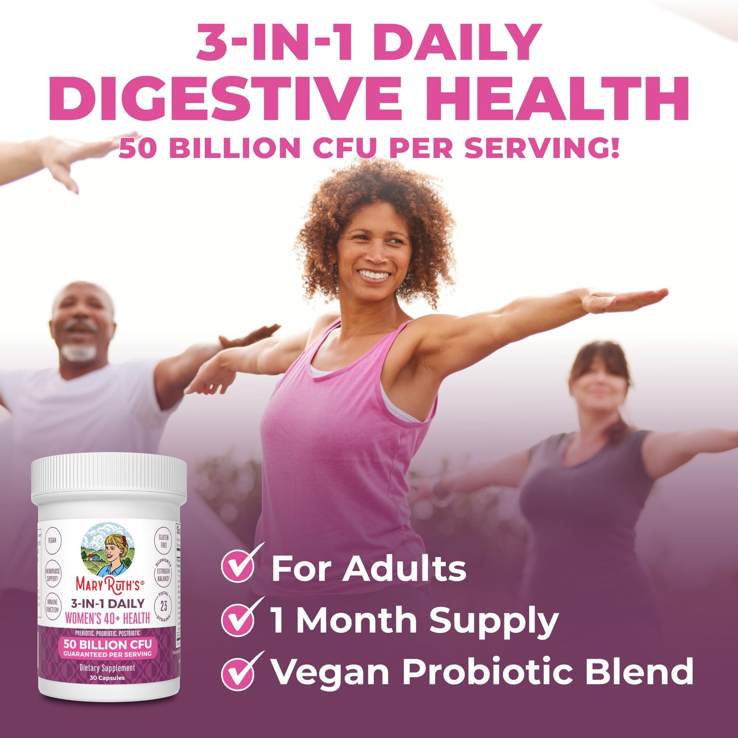 Mary Ruth's 3 in 1 Women's 40+ Health Probiotic, 30 CT MaryRuth OrganicsBuy Supplements Australia