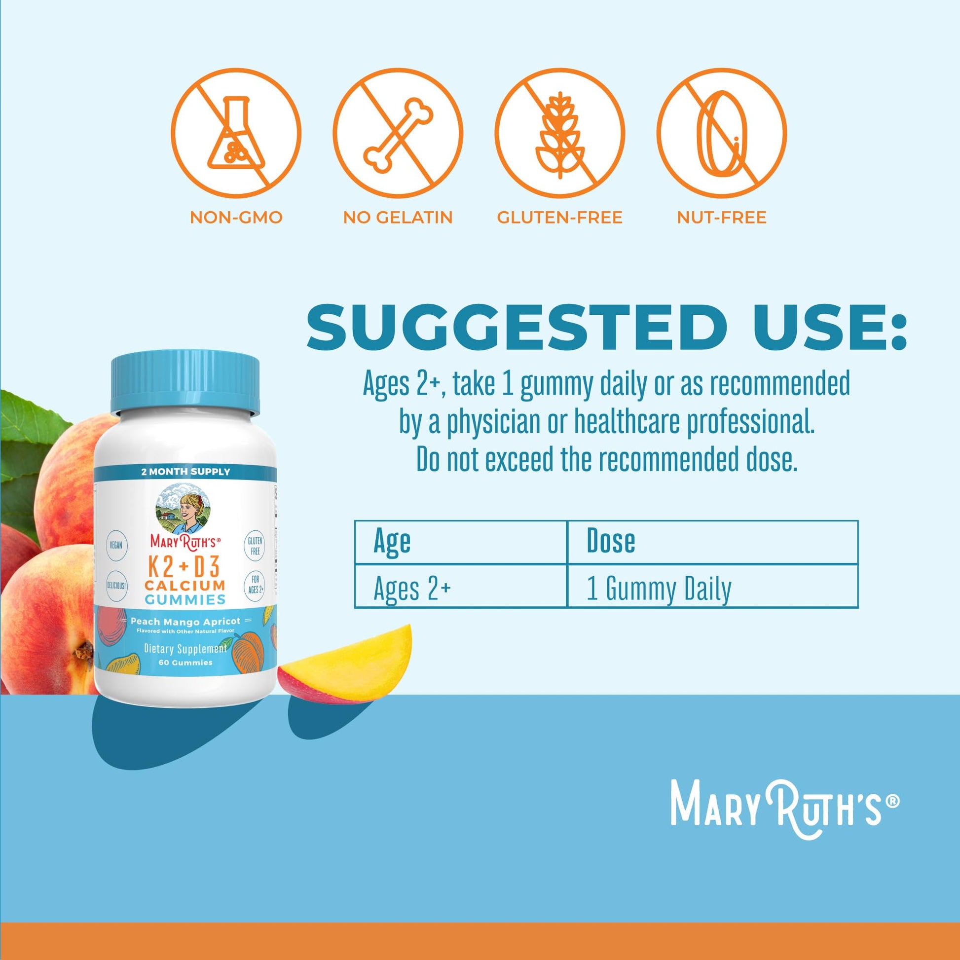 MaryRuth Organics Joint Health Liquid Drops & Vitamin K2+D3 Gummies (Peach Mango and Apricot) | Label Project Verified | Vitamins for Calcium, Joints, and Bone Support | Vegan, Non-GMO, Gluten Free MARYRUTH'SBuy Supplements Australia