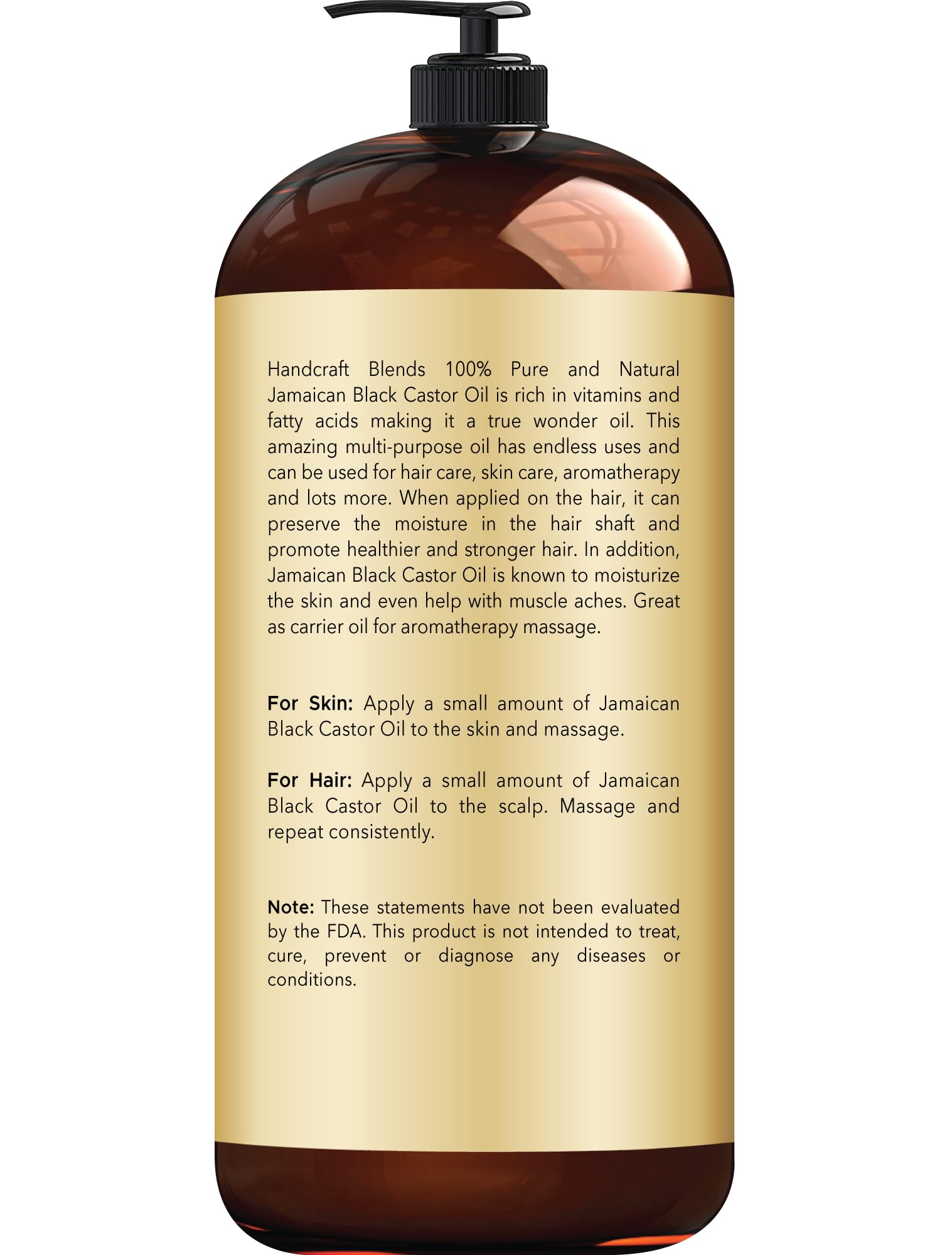 Handcraft Blends Jamaican Black Castor Oil for Hair Growth, Eyelashes and Eyebrows Handcraft BlendsBuy Supplements Australia