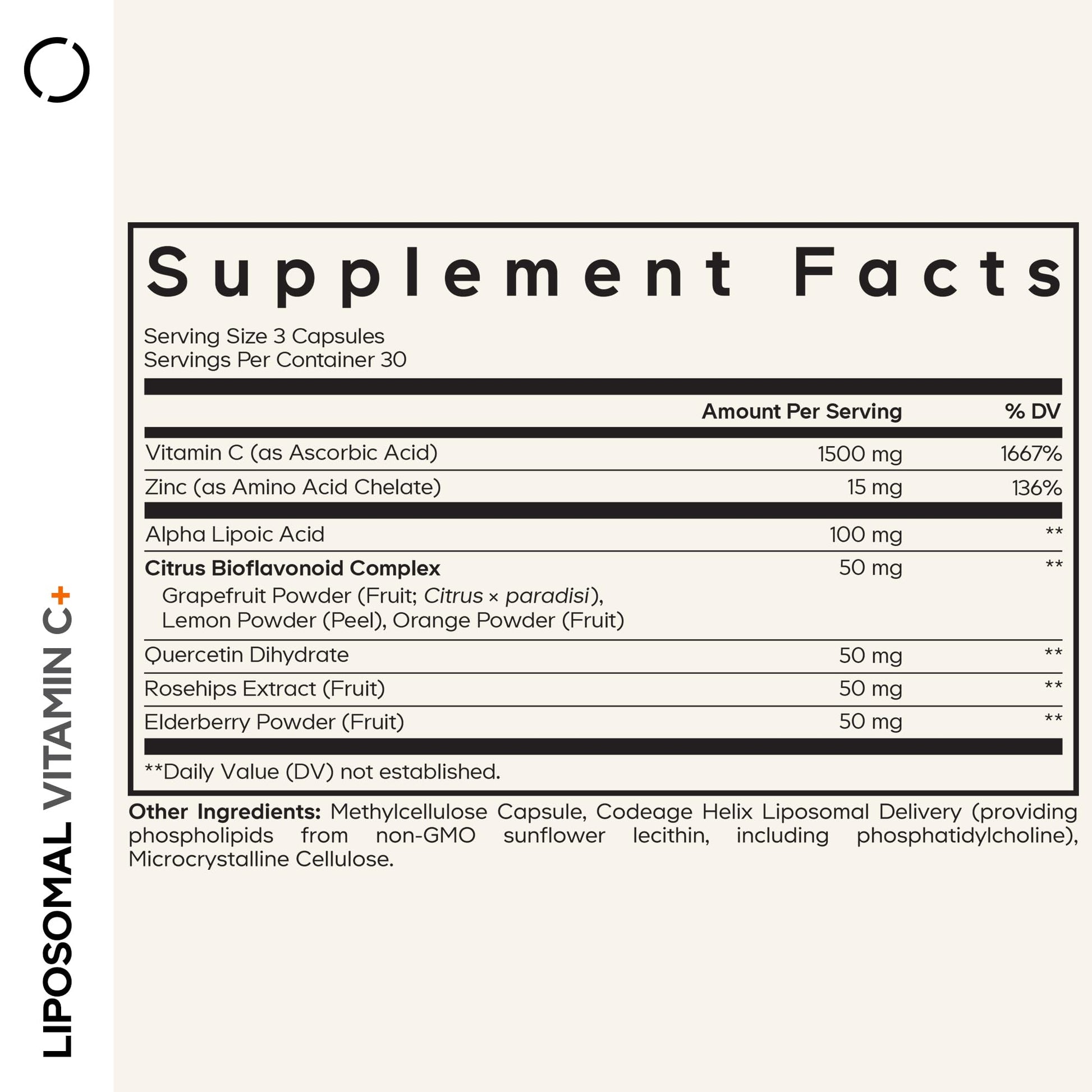 Codeage Liposomal Vitamin C Vitamins with Zinc, Elderberry, Citrus Bioflavonoids Ascorbic Acid, Quercetin & Rose Hips Fruit, Vitamina C Liposomal Supplement Pills - Non-GMO, Vegan - 90 Capsules CodeageBuy Supplements Australia