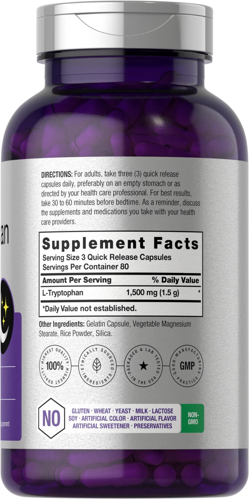 L Tryptophan 1500mg Capsules | 240 Count | Nighttime Formula | Non-GMO, Gluten Free HorbäachBuy Supplements Australia