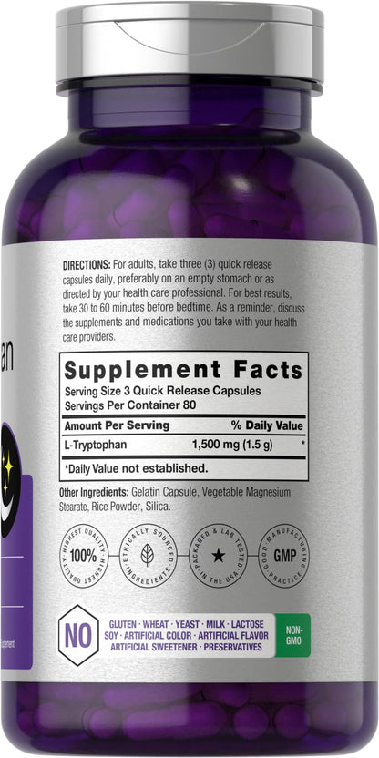 L Tryptophan 1500mg Capsules | 240 Count | Nighttime Formula | Non-GMO, Gluten Free HorbäachBuy Supplements Australia