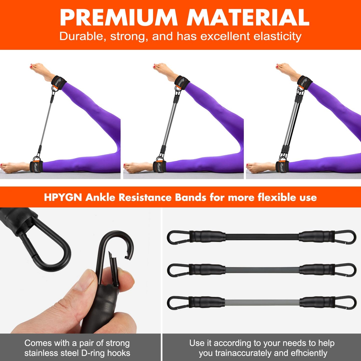 Ankle Resistance Bands with Cuffs for Leg and Glute Training - Exercise Equipment HPYGNBuy Supplements Australia