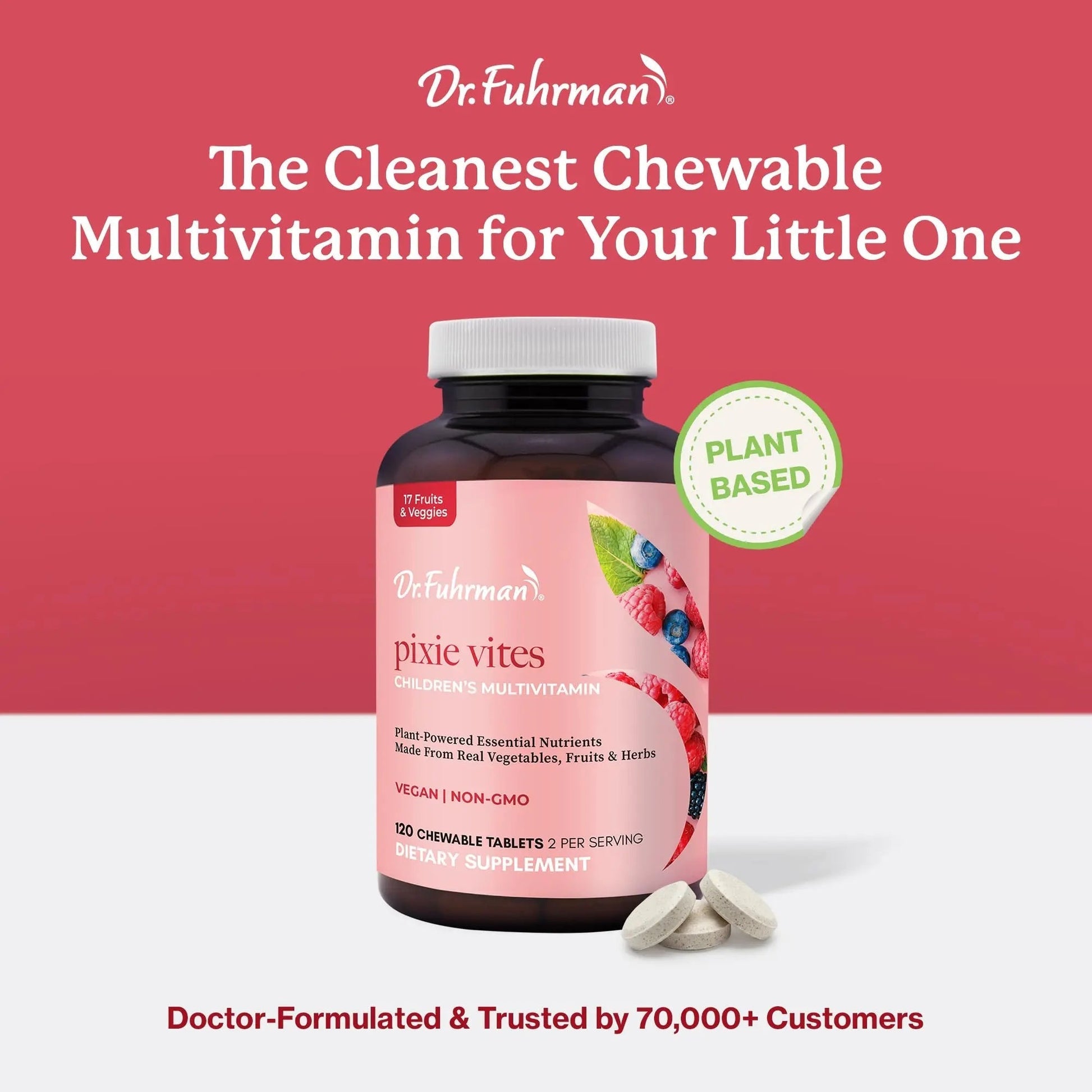 Dr. Fuhrman Pixie Vites Chewable Children's multivitamin | Whole Food Kids Multi with Vitamin D3, K2 & Zinc | Dr. FuhrmanBuy Supplements Australia
