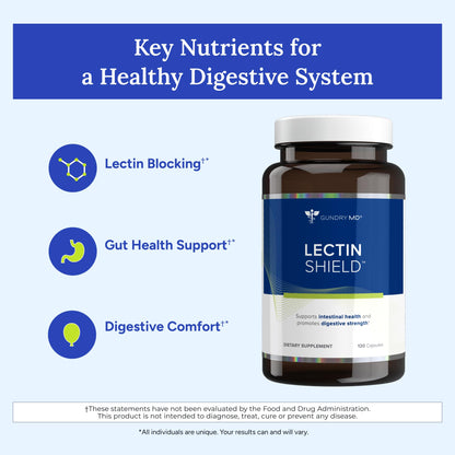 Gundry MD® Lectin Shield, Gut Health and Digestion Supplement, Helps Block Potentially Harmful Lectins, Supports Digestive Comfort